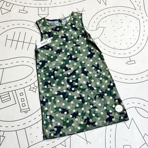 Smiling Button Camo Dot Tunic Dress